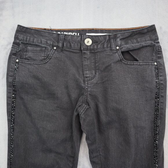 DNKY Pants Womens 6 Black Bootcut Low Rise Stretch Button Studded Denim Jeans - Picture 6 of 16